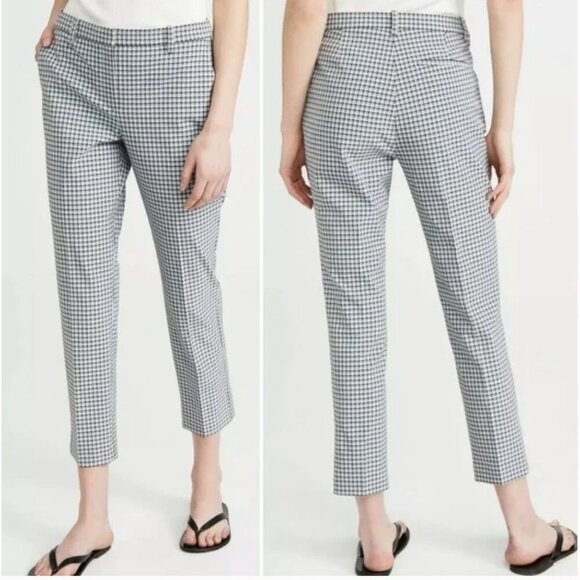 THEORY Treeca Pants Check Viscose Slim Cropped Mid Rise Yellow Plaid Size 6 - Picture 12 of 12